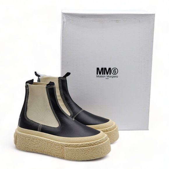 MM6 MAISON MARGIELA Leather Ankle Boots 35.5 - Picture 1 of 8